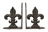 Creative Co-Op Decorative Metal Fleur de Lis Bookends, Bronze, Set of 2