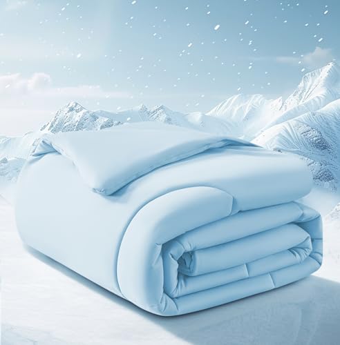 Cooling Comforter King/Cali King Size, All Season Blanket for Hot Sleepers, Lightweight Comforter for Night Sweats, Double-Sided Cooling Bedding for Bed, Sofa, Office, Camping (Blue,108