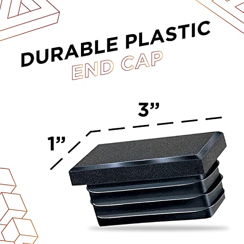 Prescott Plastics 1 X 3 Made In Usa Inch Rectangle Plastic Plug Insert, Black End Cap For Metal Tubing, Fence, Glide Insert For Pipe Post, Chairs And Furnitures (4 Pack) #TOP1