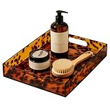Vassoio da bagno – 30 x 24 x 5 cm, moderno vassoio in tartaruga, supporto in acrilico con manico, organizer per profumi e trucchi, per camera da, soggiorno, tavolino, toilette