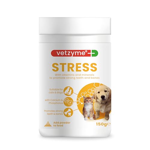 Vetzyme Stress Supplement Powder for Dogs and Cats - Balanced Multi-Mineral and Vitamin Supplement, Promotes Strong Teeth and Bones (150g)