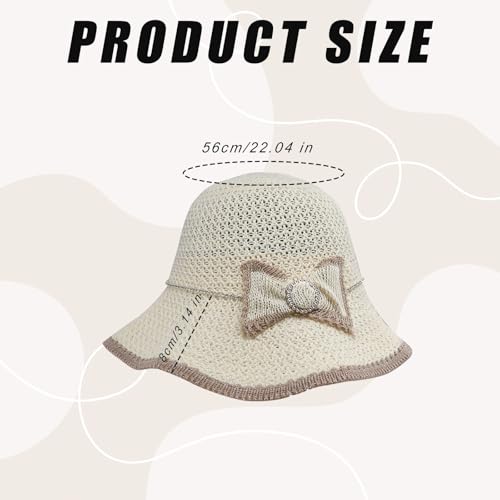 Sombrero Bucket tejido para mujer, plegable, con lazo miniatura 2