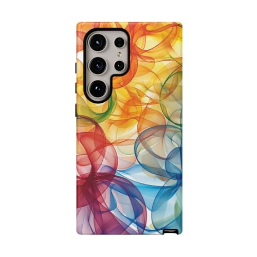 Coque rigide Samsung S24 Ultra formes fluides abstraites colorées protection mate multicolore