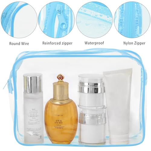 Trousse de maquillage transparente imperméable grand format bleu L - 3