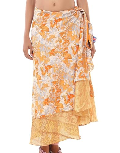 Indian Vintage Women's Long Silk Wrap Skirts, Silk Skirts3