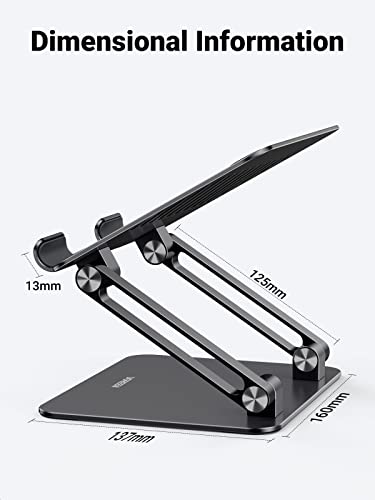 UGREEN Tablet Stand Holder for Desk Dual Rod Support Aluminum Tablet Holder Adjustable Multi-Angle Home Office Accessories Compatible with iPad Pro 13 12 11 10.5 Air Mini 5 4 3 2 Phone E-Reader Black