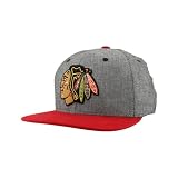 Chicago Blackhawks NHL Officially Licensed Adjustable Snapback Hat Chambray Heather Black
