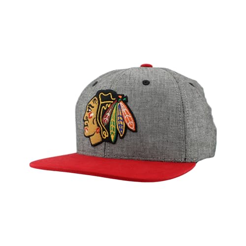 Chicago Blackhawks NHL Officially Licensed Adjustable Snapback Hat Chambray Heather Black