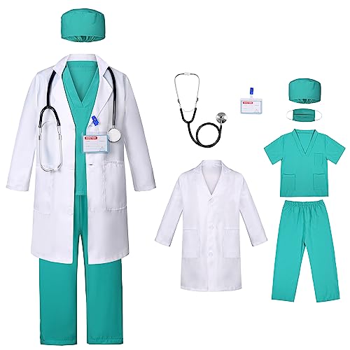Gortykor Doctor Costume for Kids Doctor Lab Coat Doctor Dress up for Boys Girls Halloween Dress Up(3-4 Years)