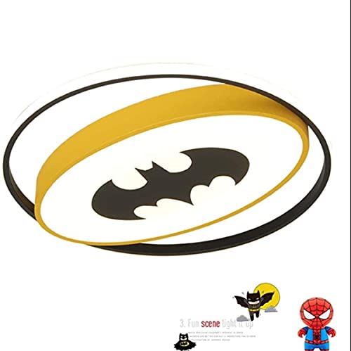Plafonnier Batman pour chambre d'enfants LED dimmable avec télécommande Plafond en acrylique rond Plafonniers ultra-minces créatifs pour garçons et filles éclairage moderne et simple,40*40*5cm Cover