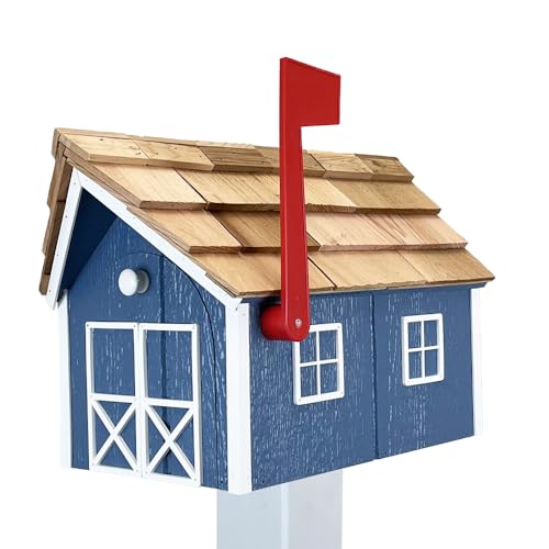 Peaceful Classics Amish Cedar Roof Wooden Mailbox with Window &