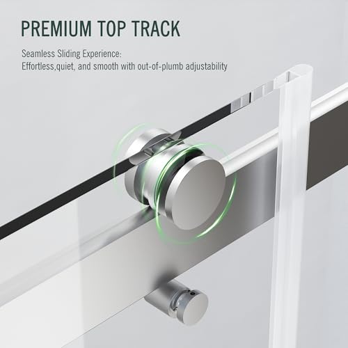Image of Bathtub Sliding Door, 55 inch-60 inch W x 56 inch H Tub Shower Door, Bathtub Glass Door, Bathtub Double Sliding Tempered Glass Explosion-Proof Film Stainless Steel Brushed Silver