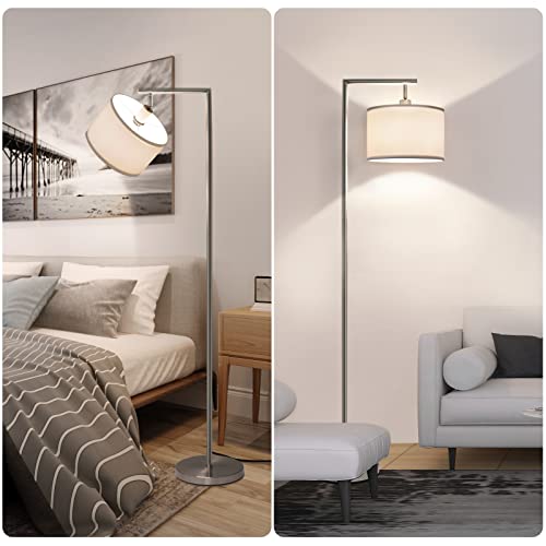 Boncoo Floor Lamps for Living Room, Standing Lamp Tall with Adjustable Silk Shade, Modern Stepless Dimmable Floor Lamp, LED Reading Standing Light for Bedroom Office Dorm Room, 9W Bulb Included