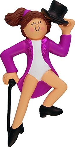 Female Brown Hair Tap Dancer Personalized Christmas Ornament
