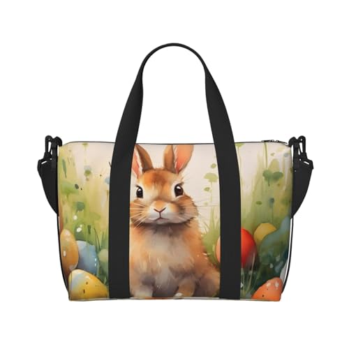 Travel Duffle Bag Easter Rabbit Eggs Weekender Overnight Bags Luggage Bag for Women Men Waterproof Sports Gym Bag Hand Bag with Shoulder Strap2