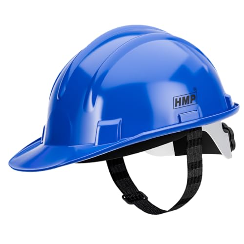 Image of HMP Industrial Construction Safety Helmet for Unisex | SIX Suspension with Ratchet Adjustment | ISI & EN Certified | Blue