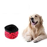 Collapsible Dog Bowls Waterproof Oxford Fabric Travel Pet Bowl For Food And Water Red Creative and Exquisite Workship Clever design
