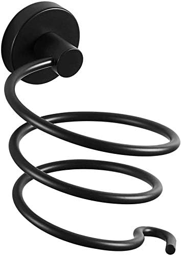 YUET Hair Dryer Holder Hairdryer Station Wall Mounted Stand Hanger Rack Blow Spiral Aluminum Construction Black Painted Shelf Storage For Bathroom Shower Room