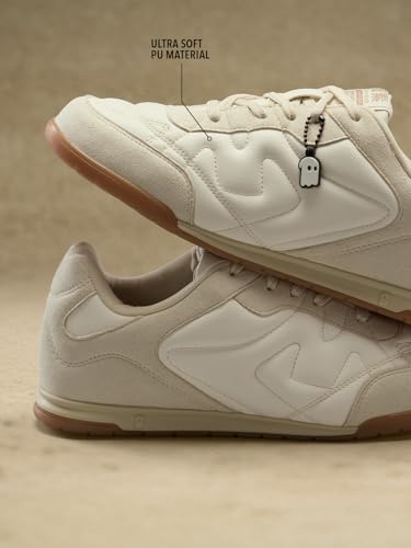 Image of The Souled Store Kanso ZE Zen Edition : Men and Boys Low Top Sneakers with Premium Microfibre Suede and PU Upper and Cushioned Footbed and Brown Gum Outsole and Lace Up Support