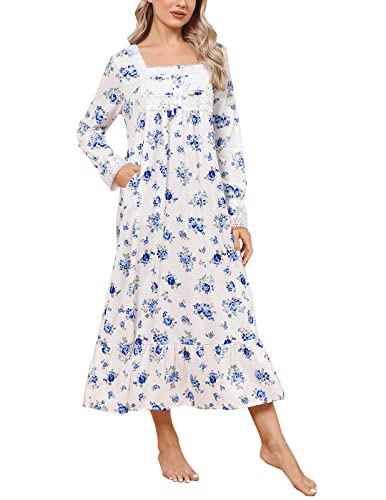 Soft Nightgowns for Women Knit Cotton Victorian Long Sleeves Ladies