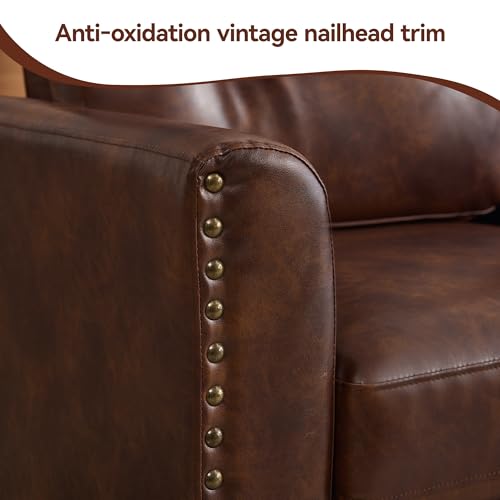 Image of 71 inch Faux Leather Modular Sectional 3 Seater Couch,Brown