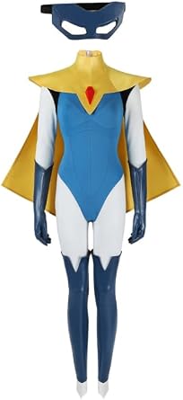 Women Blonde Blazer Costume Jumpsuit Cosplay Dispatchs Blonde Blazer Costume Bodysuit Mask Cape Halloween Suit