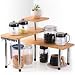 Ollieroo 3 Tier Corner Shelf Bamboo Spice Rack Desk Bookshelf Display Shelves Space Saving Organizer for Living Room, Kitchen, Office (with hooks)