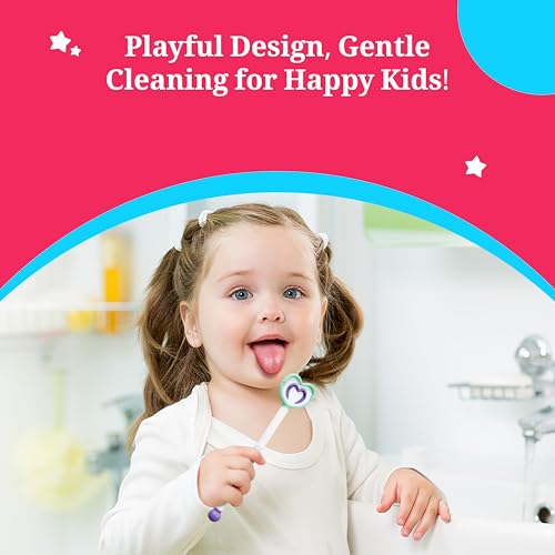 Image of SmiloShine Lollipop Tongue Cleaner for Kids Pack of 4 With 4 different colors