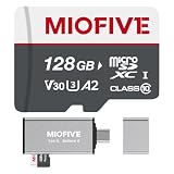 Miofive Memory Card - Ultimate Micro SD Card with USB 3.0 Type-C Card Reader 170MB/s, C10, U3, A2, V30, 4K for Dash Cams, Android Smartphones, Tablets, and Gaming Devices (128GB)
