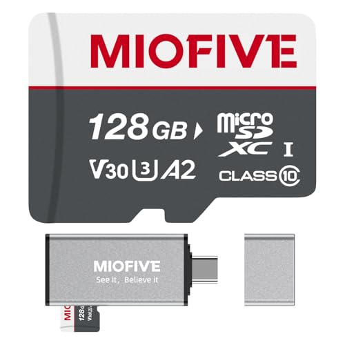 Tarjeta Micro SD 128GB Miofive con Lector USB C para Grabar Video 4K en Dashcam