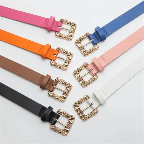 Rfmfkkg Pu Leather Belt For Women Square Geometric Pin Buckle Candy Belts For Jeans Simple Vintage Female Waistband4
