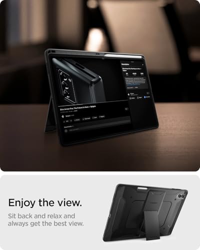 Image of Spigen Tough Armor Pro | Samsung Galaxy Tab S11 Ultra Case [S Pen Holder] [Kick Stand] 11 inch Protective Back Cover | TPU+PC - Black