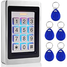 Door Access Control System, Stand Alone Password Door Keypad + 5PCS ID Keyfobs, Support 2000 Users, Wiegand 26, for Swing Slide Gate Opener Gate Operator and Access Control Security System