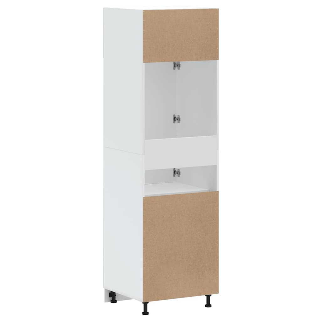 Kalmar - Armario de cocina (60 x 57 x 207 cm), color blanco | Armario alto para la cocina y el comedor con patas ajustables y mucho espacio de almacenamiento detrás de las puertas.