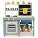HONEY JOY Mud Kitchen, 2 In 1 Outdoor Play Kitchen for Toddlers & Grocery Store Pretend Play, Water Tank & Sink, Blackboard, Storage Bag & Basket, Double Side Wood Mud Table for Kids (With Blackboard)