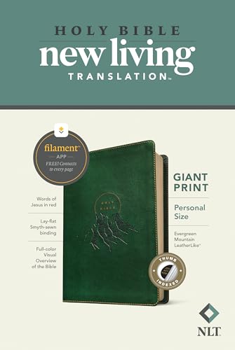 Image of NLT Personal Size Giant Print Bible, Filament Enabled (LeatherLike, Evergreen Mountain , Indexed, Red Letter)