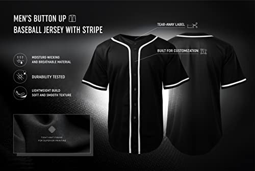 Hat And Beyond Mens Baseball Jersey Stripe Button Down Shirts Team Sports Uniforms (Large,1Dl01_White) #TOP4