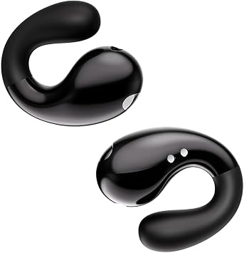 Boytond Ultra Open Ear Earbuds - Ergonomic Clip-On Earbuds, Bone Conduction Over-The-Ear Headphones with Waterproof Design and Secure Fit for Small Ears, Night Black