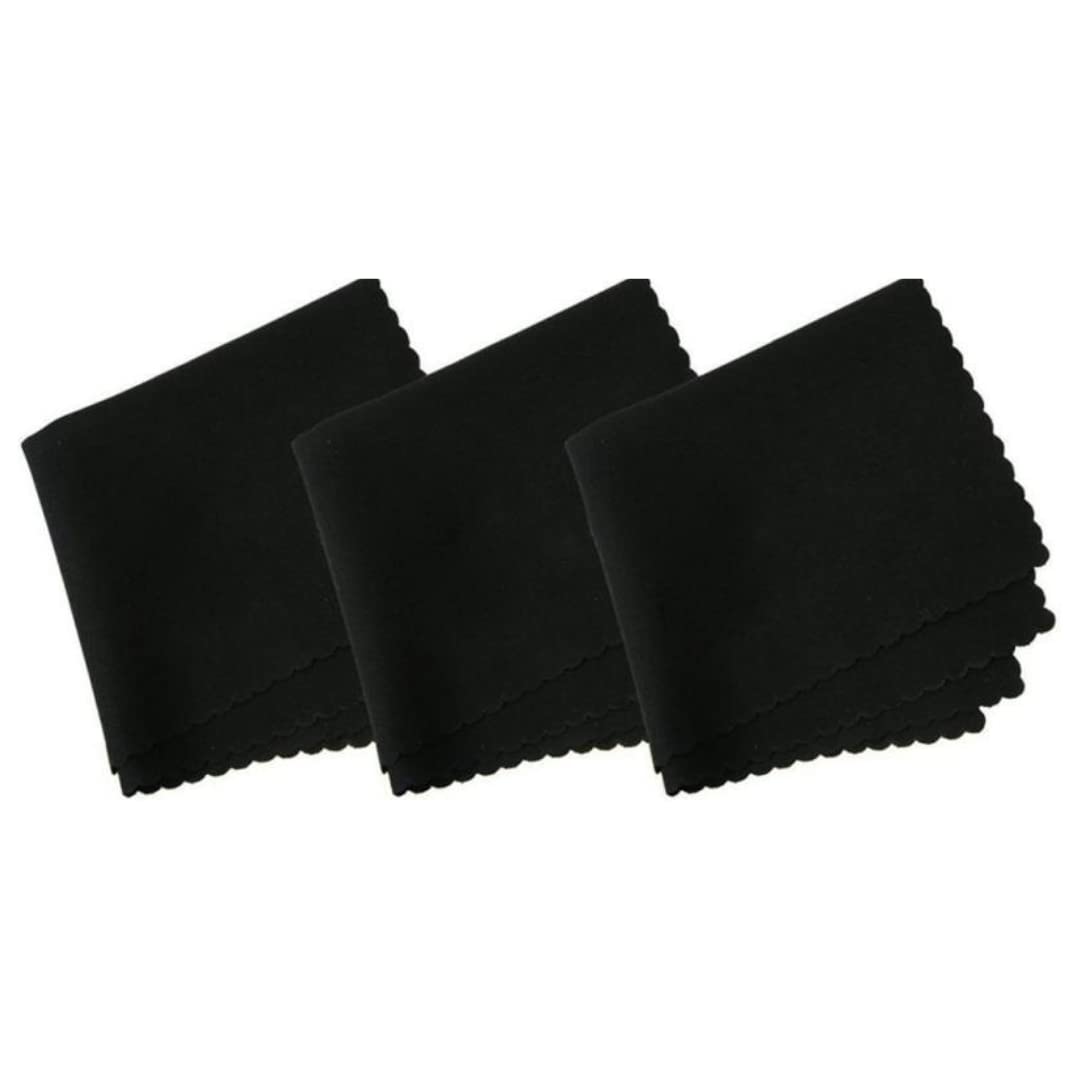 Premium Microfiber Cleaning Cloth for Electronics Mobile Lens Eyeglasses Camera Lenses Desktop- Laptop Cleaning Cloth -30 x 30 cm (Pack of 3-Black)