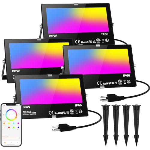 Smart Outdoor RGB Flood Lights 4-Pack