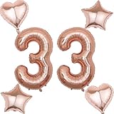 Photo Gallery palloncini in oro rosa, numero 33 + 4 pezzi, a forma di cuore/stella, numero 33. compleanno donna ragazza, numero gigante, 33, palloncini a elio, 33 numeri Photo Gallery palloncini in oro rosa, numero 33 + 4 pezzi, a forma di cuore/stella, numero 33. compleanno donna ragazza, numero gigante, 33, palloncini a elio, 33 numeri
