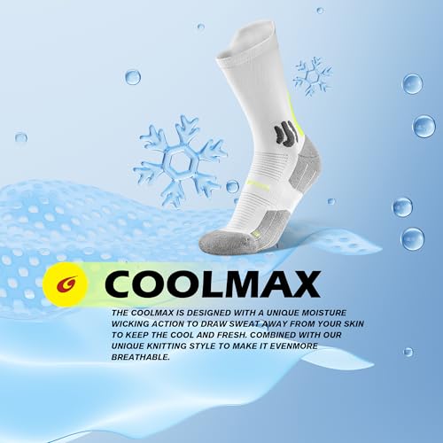 BRISIRA Coolmax Compression Running Socks Moisture Wicking Anti Blister Crew Mid Calf Athletic Hiking Tennis Sock 3 Pairs by BRISIRA - Image 3