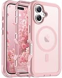 jaroco Magnetic for iPhone 16 case, [Compatible with MagSafe][Military Grade Drop Protection][Heavy Duty Protection][Non-Slip][Shockproof] with 2-Layer Durable Bumper Phone Case 6.1''-Light Pink