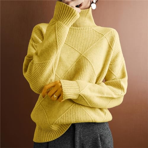 Heevina Sweaters for Women Turtleneck High Neck Knitted Knit Ribbed Long Sleeve Solid Color Base Sweater Fall Winter2