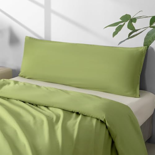 Image of Body Pillow Pillowcase with Zipper 1 piece,Olive Green,20 inchx54 inch | Body Pillow Cover with Zipper,Long Pillow Case,Cozy Microfiber Body Pillow Case Cover