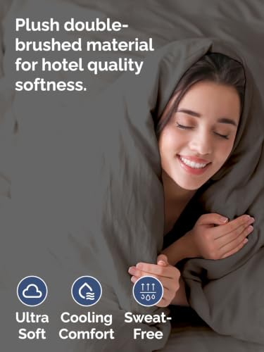Image of Duvet Cover Super Queen Size - 3 Piece with Zipper Closure - Charcoal