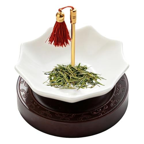 Tea Strainer - Umbrella Design Ceramic Leaf Colander | Fine Mesh Beverage Sieve with Stand, Steeping Tool, Strainers for Loose T