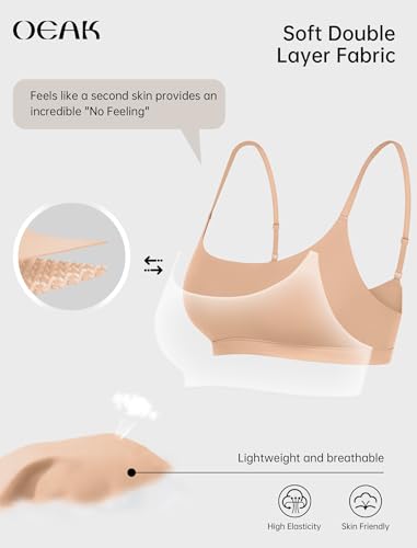 OEAK Womens Comfortable Bras No Underwire Cami Bra Seamless Unlined Bralettes Scoop Neck Unpadded Everyday Sports Tshirt Bra4