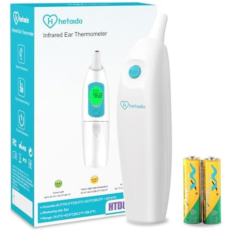 Ear Thermometer for Adults and Kids, Digital Thermometer with Fever Alarm and Instant Accuracy Readings, Infrared Thermometer Gun for Infants, Baby Thermometer, Fast, Reliable Cover