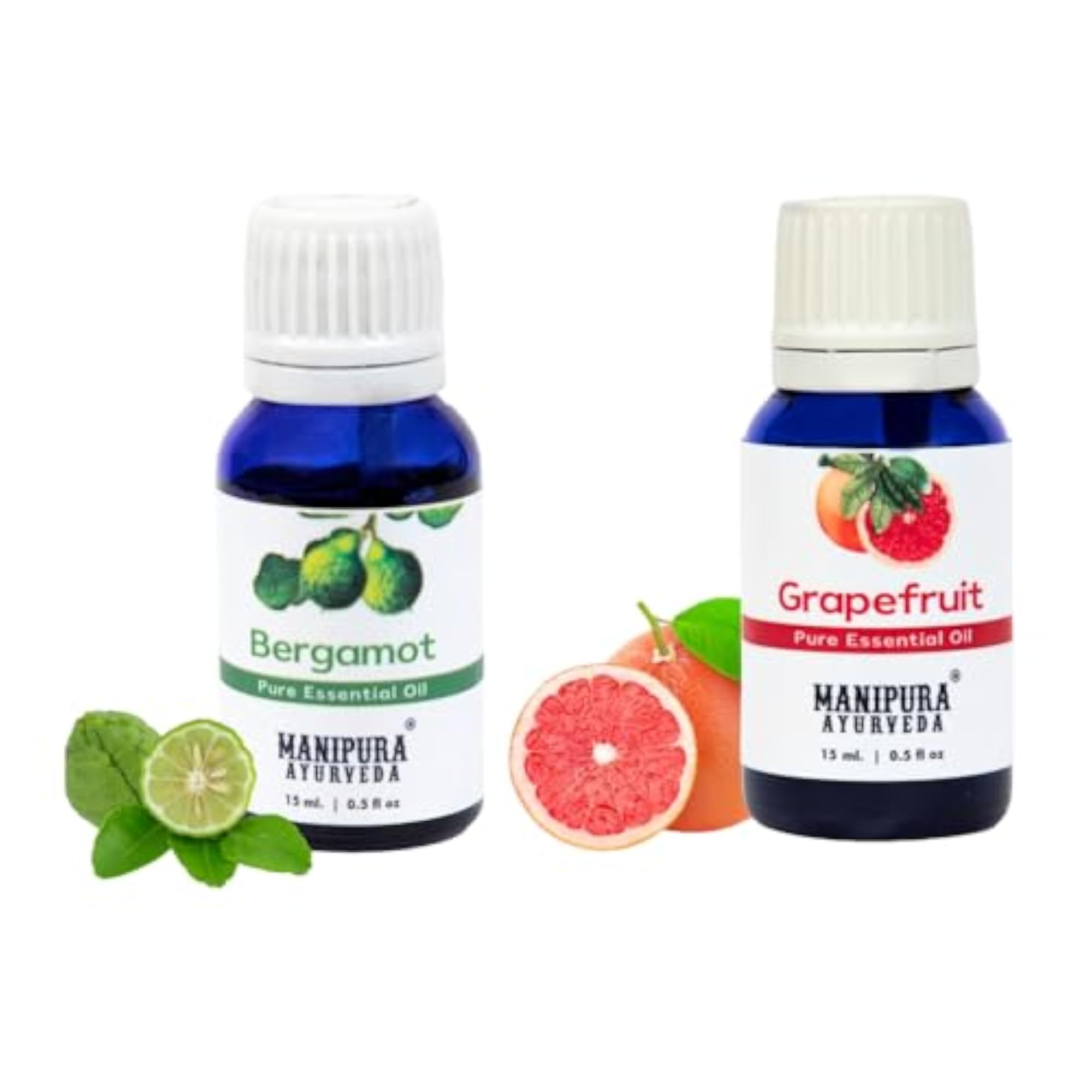 Bergamot + Grapefruit Oil 15 ml Each, Combo Pack